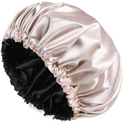 China Softer Custom Logo Soft Satin Bonnet Silk Sleep Cap Double Sided Hair Hoods for sale