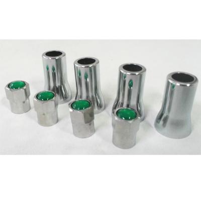 China Aluminum Alloy TPMS Green Top Nitrogen Tire Valve Stem Cap Sleeve Cover Chrome Set for sale