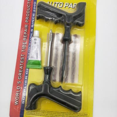 China Steel+butlr 8 Pcs Car Tubeless Tire Repair Plug Kit Rasp Needle Patch Tool Cement for sale