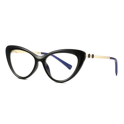 China 2021 Fashion Cat Eye Optical Eye Glasses Women Blue Light Anti Blocking Computer Glasses New Trendy Metal Glasses Wholesale for sale