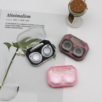 China Fashion Contact Lens Case Fashion Eye Contact Lens Case Color Mirror Contact Glasses Mirror Women Compact Lenses Storage MZARD For Travel Party Popular Cut Pet for sale