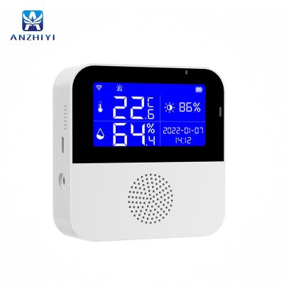 China Tuya Wifi Smart Temperature and Humidity Sensor Detection with 2.9 inch LCD Display and USB Real Time Wireless Charging AS90W for sale