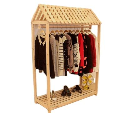 China Environmental Friendly Classic Wooden Display Clothes Rack Hot Sale POS Cloth Display Rack for sale