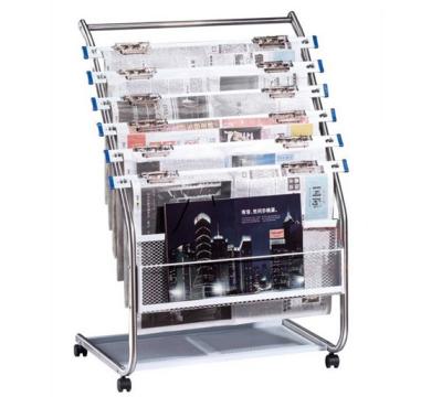 China Floor Standing 4-Level Floor Standing Metal Wire Newspaper Display Rack Cases for sale