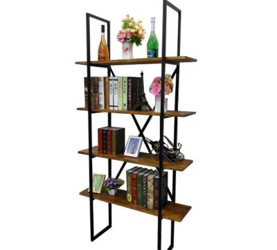 China Factory direct sale simple and elegant custom modern metal iron wood display and creative storage shelf floor living room book display for sale