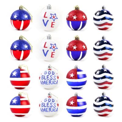 China Environmental Patriotic Hanging Materials 4th of July Independence Day Ball Ornament Environmental Materials Decoration for Christmas Tree Home Party Supplies for sale