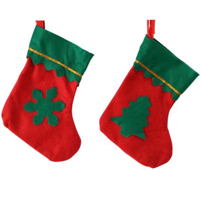 China Environmental Materials 2021 Environmental Materials Christmas Socks Ornaments Christmas Stocking Applique Mini Red Green Snowflakes Holiday Gift Bag Decor Party Home Supplies for sale