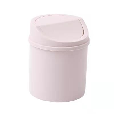 China Mini Trash Can With Lid Viable Press Type Pink Grabage Can Cute Small Plastic Desktop Trash Can Desktop Trash Can for sale