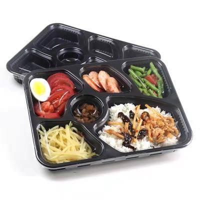 China Sustainable Disposable Six-Compartment Fast Food Lunch Box Upscale Take-Out Food Packing Box for sale