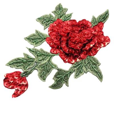 China Viable Wholesale Custom Flower Applique Rose Embroidered Patches For Garment from China for sale