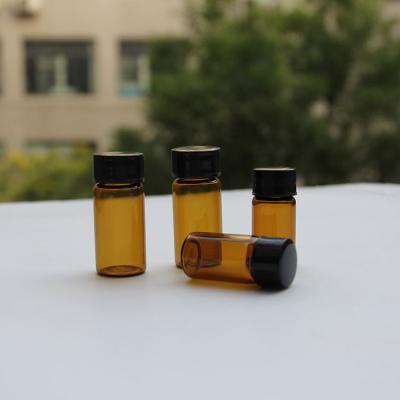 China Pharmaceutical Wholesale Empty Glass Vial 5ml 10ml Amber Glass Vials With Black Screw Plastic Lid Tube Packaging for sale