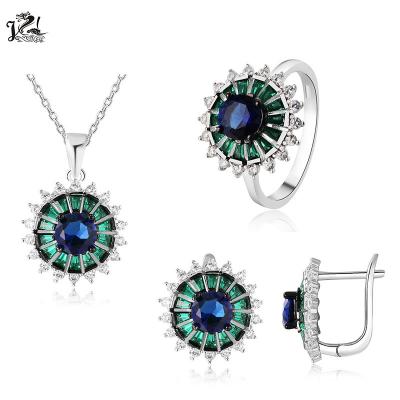 China CZ Bridal Jewelry Set CLASSIC Colored Rhinestone Bridal Jewelry Set 925 Sterling Silver Jewelry Set for sale