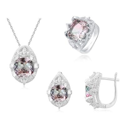 China FASHIONABLE Luxury Wedding Bridal Party Evening Jewelry Set Silver Bridal Jewelry 925 Set for sale