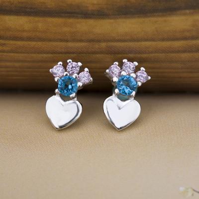 China FASHIONABLE Sun High 925 Sterling Silver White Gold Plated CZ Gemstone Earring for sale