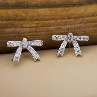 China FASHIONABLE Sterling 925 Silver KNOT Earrings Stud Zircon Gold Plated Women Earrings for sale