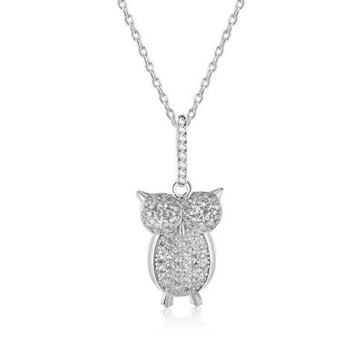 China Wholesale Cute Micro Paved CZ D.C.A. CZ Exquisitely Cute OWL Shape Bling Bling Animal Pendant for sale