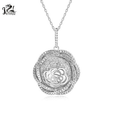 China Newest Design Women FASHION Zircon Stone Jewelry Sterling Silver Custom Mounted Shape Necklace Pendant for sale