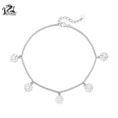 China Cute Simple Design 925 Sterling Silver Anklet, Snow Shape Without Stone Ancklet For Women Girls for sale