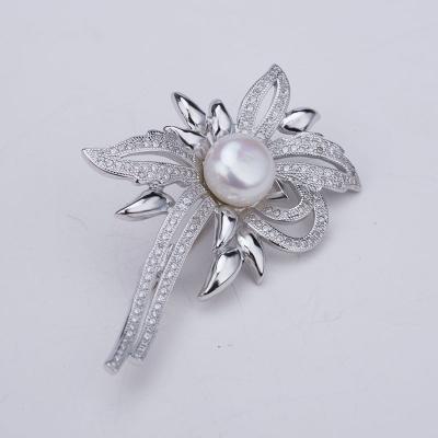 China Wholesale Sterling Silver Brooch Flower Brooches Wedding Bridal Bouquet Brooch for sale