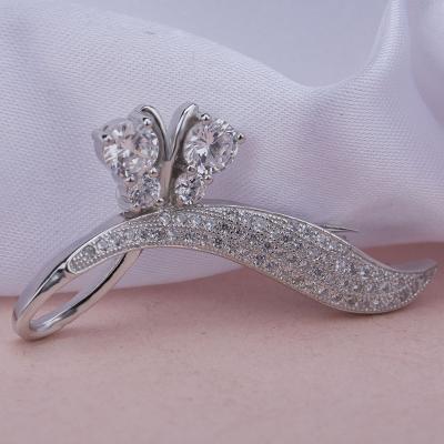 China Wholesale Sterling Silver Rhinestone Flower Brooch Pin for sale