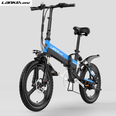 China LANKELEISI G550 400W 20 inch aluminum alloy ebike folding electric bike 48v14.5ah lithium battery, aluminum alloy frame double shock absorptio for sale