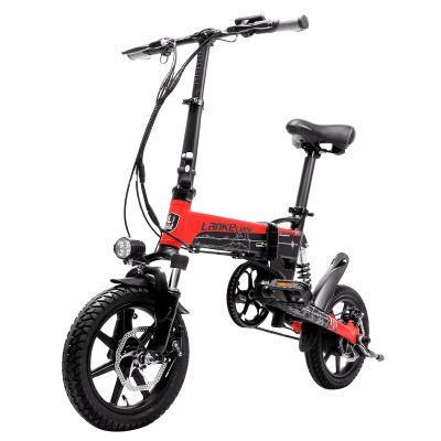 China LANKELEISI G100 Aluminum Alloy 14 Inch 8.7Ah Folding Electric Motor Bike Adult 400W 36V Full Suspension Double Disc Brake, for sale