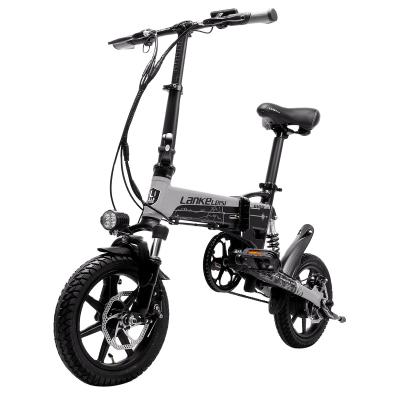 China Aluminum alloy factory price, LANKELEISI G100, 14 inch 400W 36V 8.7Ah folding electric city motor bike adult, ODM, OEM. for sale