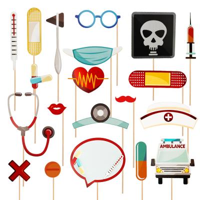 China 350gsm card 20pcs Medical Doctor Nurse Photo Booth Props Halloween Photobooth Party Decoration Birthday Nursing School Medical Graduation for sale