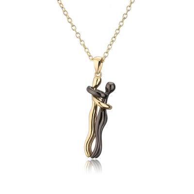 China Fashion TRENDY Brass 18K Gold Plated Couples Hugger Pendant Necklace For Couples Lovers Jewelry Hot Sale for sale