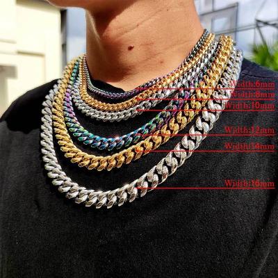 China Fashion Stainless Steel Nickel Free Fashion Link Chain Chunky Mens Gold Plated Cuban Jewelry Hip Hop Miami Cuban Necklaces for sale