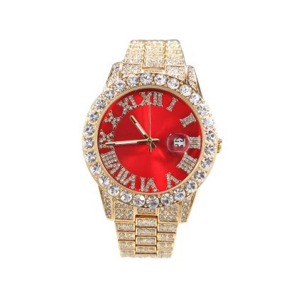 China Hot Selling Water Resistant Diamond Roman Numerals Quartz Watch Women Ice Out Luxury Bling Mens Womens Wristwatch Watches Hip Hop Jewelry for sale