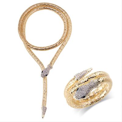 China Trendy Fashion Trendy Gold Snake Stone Necklace Personality Metal Snake Belt Necklace Bracelet Waist Chain Women Body Jewelry for sale