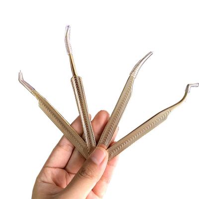 China Luxury High Density 90 Degree Individual Volume Eyelash Extension Tweezers Stainless Steel Eyelash Tweezers for sale