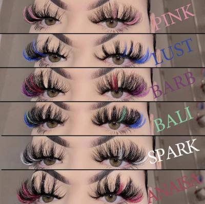 China 25-30 Periods False Lashes With Color Mink Color Strip Lashes Dramatic Side Tail Colored Cross Stripe Eyelash for sale