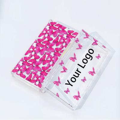 China Thick Eyelash Acrylic Butterfly Boxes Wholesale Private Label Lash Box Clear Case Empty Acrylic Customize Square Acrylic Lash Boxes for sale