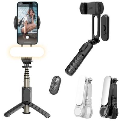 China Q09 Portable Flexible Selfie Stick Stabilizer Tripod Anti Shake Universal Common Single Axis With Detachable LED Lamp For Taking Photos for sale