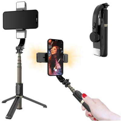 China Q08d Dual LED Portable Flexible Handheld Lamp Wireless Connection Tripod Selfie Stick Universal Anti Shake Joint Single Axis Stabilizer for sale