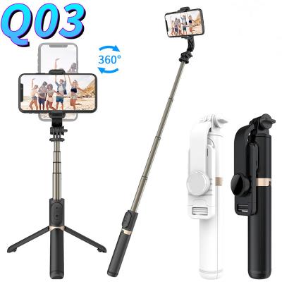 China 2021 New Foldable Radio Mini Selfie Stick Q03 360 Foldable Rotation for Vlog TikTok Live Streaming Smartphone Mobile Phone Accessories for sale