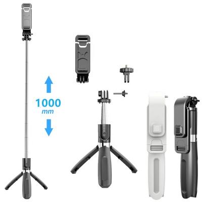 China L02 Portable Flexible Wireless Stick Three Connection Mobile Phone Tripod Selfie Stick In Folding 360 Degree Rotation Stainless Steel OEM for sale