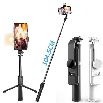 China Lightweight Selfie Stick Tripod q02s 360 Degree Rotation Mobile Phone Bracket Length 104cm Wireless Remote Control Pane With LED Light for sale