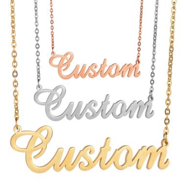 China Best Selling Custom Vintage Stainless Steel Gold Plated Name Necklace For Women for sale