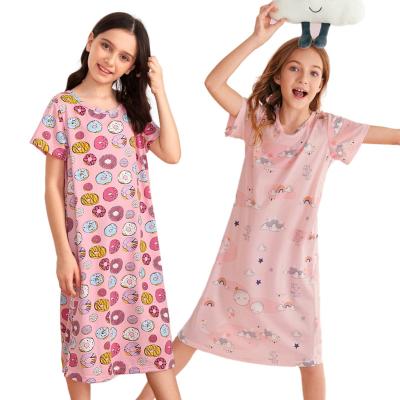 China 2022 New Style Breathable Kids Pajamas Girl Sleepwear Cute Dress With Cotton Pattern Custom Kids Home Wear for sale