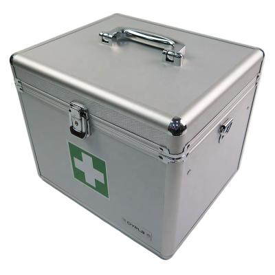 China Home Aluminum Medication Box Organizer Emergency Medicine Storage First Aid Crate Kit with Safety Lock for sale