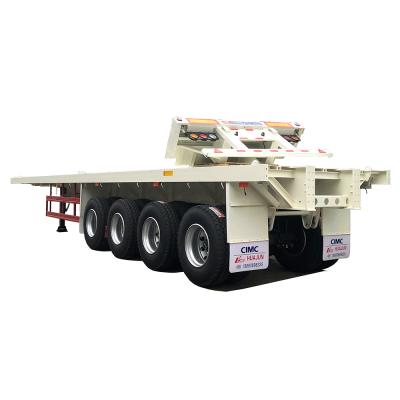 China Truck Trailer CIMC HUAJUN 4 Axle 45ft Container Platform Semi Trailer for sale