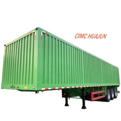 China Hot Selling CIMC HUAJUN Truck Trailer 3 Axles 40-80tons Drop Semi Trailer Enclosed Van Cargo Truck Box Trailer for sale