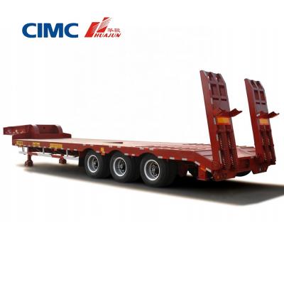 China CIMC HUAJUN brand quality transport heavy duty excavator heavy duty equipment semi trailer lowboy transport trailer with 23 years export experience for sale