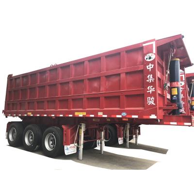 China Truck Trailer Brand 3 Main Axles Dump Semi Trailer Hydraulic Rear Tipping Dust 50 Ton CIMC HUAJUN CE for sale