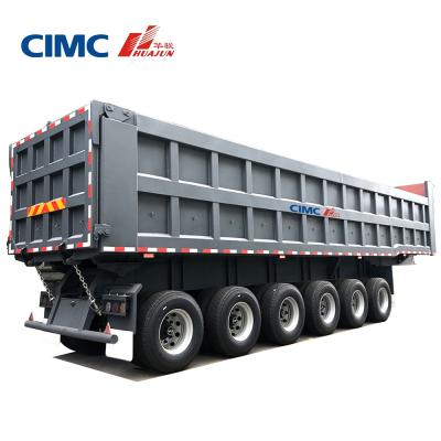 China Truck Trailer CIMC HUAJUN 40 Multi Axle 3 Ton 3 Axle Hydraulic Dump Tipper Trailer for sale