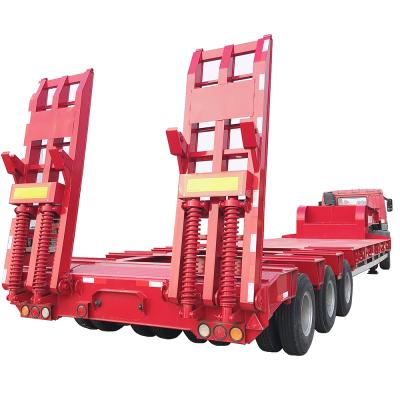 China Cimc Huajun 3axle truck trailer high tensile steel beam lowbed semi truck trailer for sale