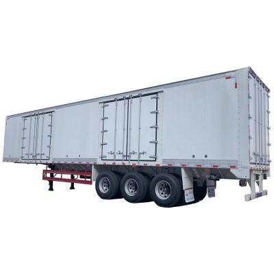 China Truck Trailer CIMC HUAJUN 3 Axles Aluminum Alloy Material Cargo Box Semi Trailer With Compound Board For Transporting Dry Goods for sale